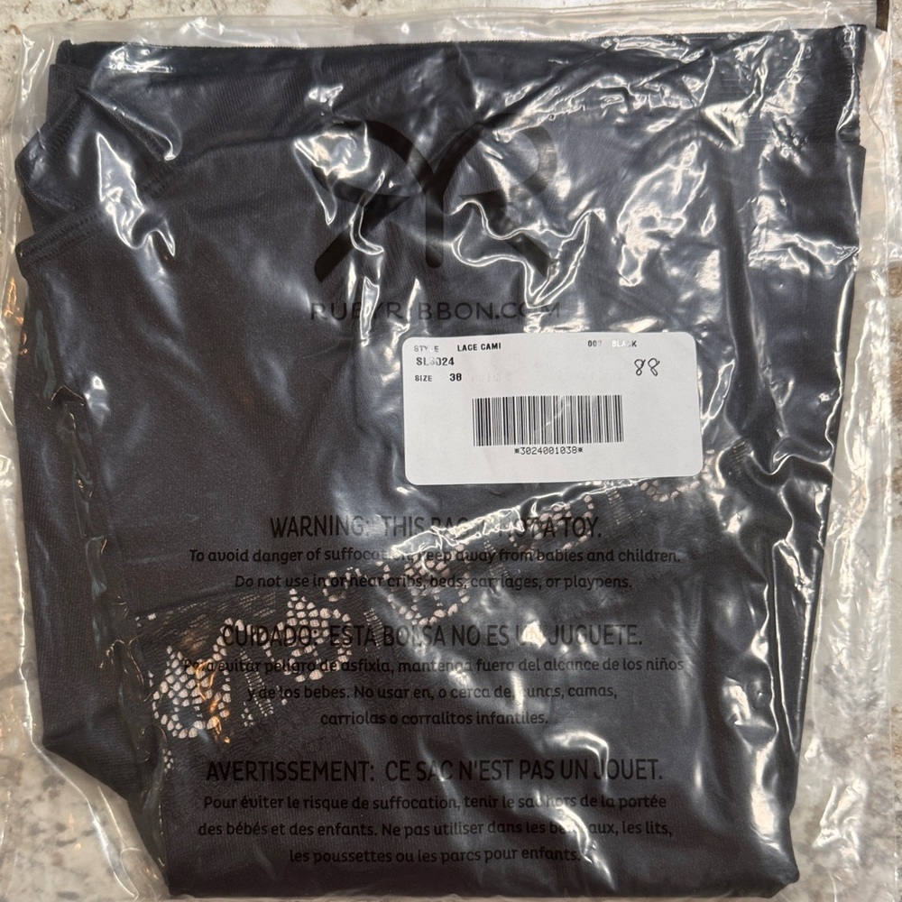 Ruby Ribbon Black Lace Cami